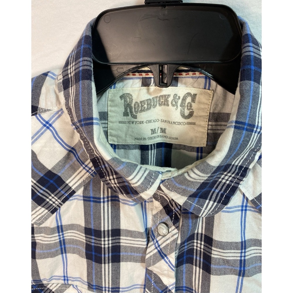 Roebuck & Co Western Pearl Snap Shirts Men's‎ Medium Plaid Short Sleeve 3 Shirts